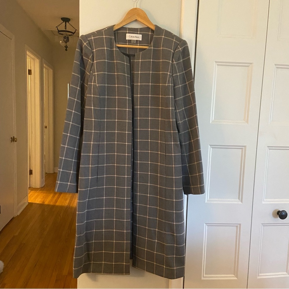 CALVIN KLEIN checkered topper coat